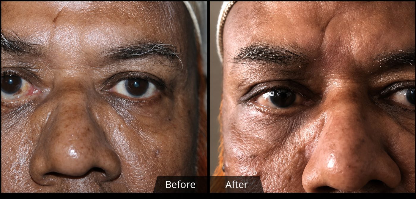 Facial palsy correction, before and after