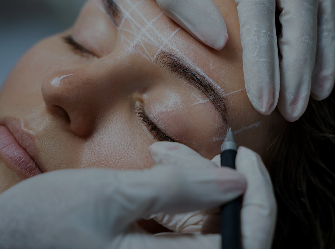 Close view of the eye area affected by brow lift